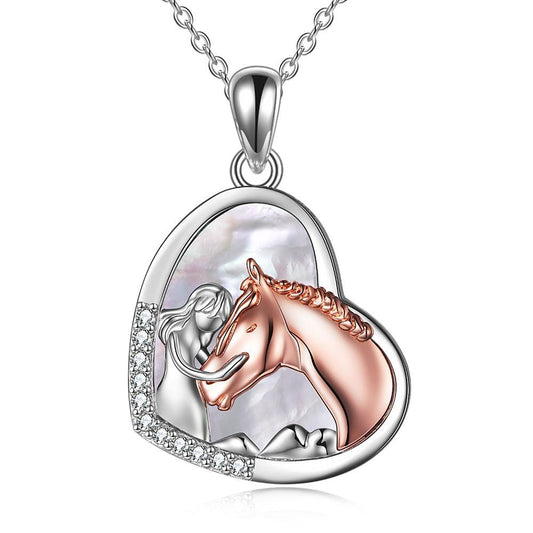 Sterling Silver Horse Heart Pendant Necklace for Women & Girls