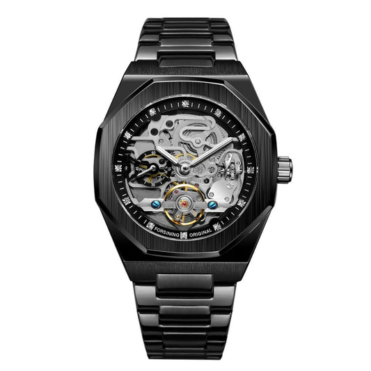Tourbillon Automatic Skeleton Mechanical Watch for Men – Luxury Stainless Steel Timepiece