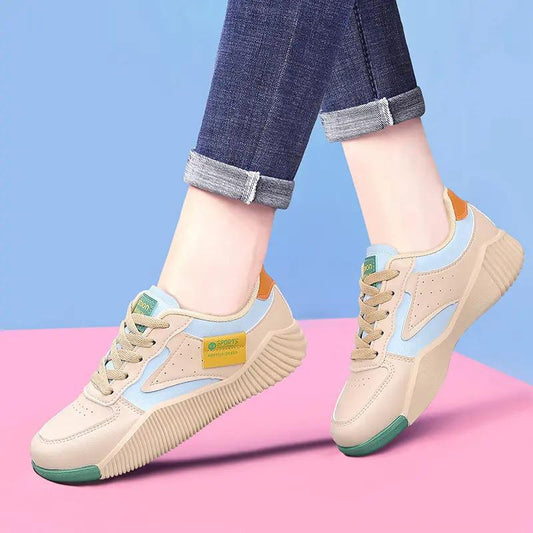 Soft-soled Genuine Leather Sneakers With Non-slip Soles For Running