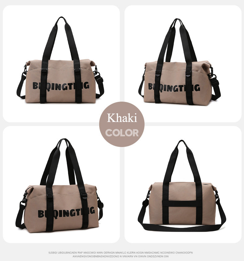 Women's Fashion Letter Print Gym Duffel Bag - Wet & Dry Separation Yoga Fitness Tote, Weekender Overnight Shoulder Bag For Travel