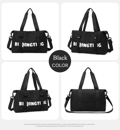 Women's Fashion Letter Print Gym Duffel Bag - Wet & Dry Separation Yoga Fitness Tote, Weekender Overnight Shoulder Bag For Travel