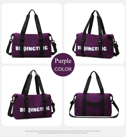 Women's Fashion Letter Print Gym Duffel Bag - Wet & Dry Separation Yoga Fitness Tote, Weekender Overnight Shoulder Bag For Travel