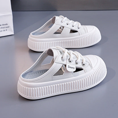 Slide-on Hollowed-out Breathable Thick-soled Half-slipper Sneakers