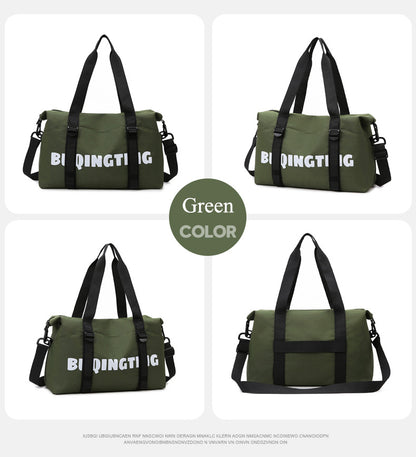 Women's Fashion Letter Print Gym Duffel Bag - Wet & Dry Separation Yoga Fitness Tote, Weekender Overnight Shoulder Bag For Travel