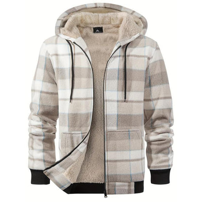 Men’s Wool Plaid Hooded Jacket for Outdoor Sportswear