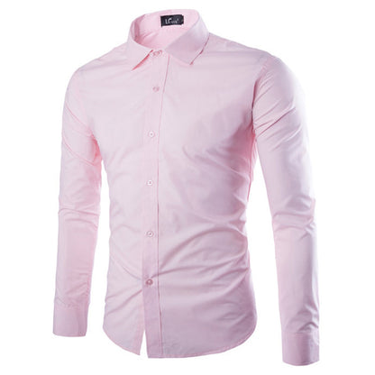 Candy Color Slim Fit Solid Color Casual Long Sleeves Shirt