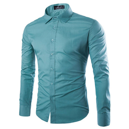 Candy Color Slim Fit Solid Color Casual Long Sleeves Shirt