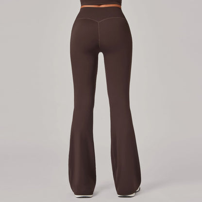European And American Style Hidden Pleat Flared Yoga Pants For Women