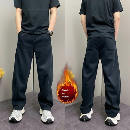 Men’s Fleece Lined Thickened Casual Straight Cut Pants