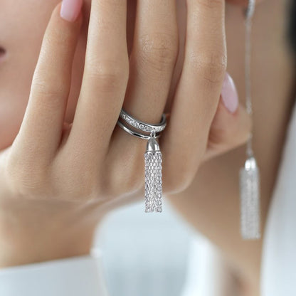 925 Sterling Silver Long Tassel Chain Earrings