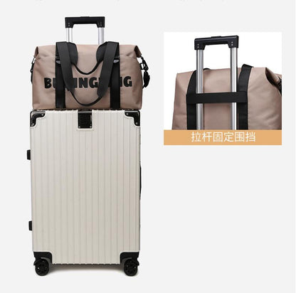 Women's Fashion Letter Print Gym Duffel Bag - Wet & Dry Separation Yoga Fitness Tote, Weekender Overnight Shoulder Bag For Travel