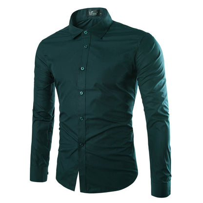 Candy Color Slim Fit Solid Color Casual Long Sleeves Shirt