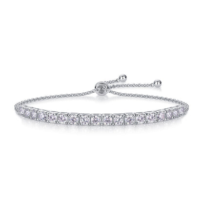 925 Sterling Silver Tennis-Style Adjustable Sparkling Moissanite Bracelet