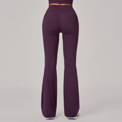 European And American Style Hidden Pleat Flared Yoga Pants For Women
