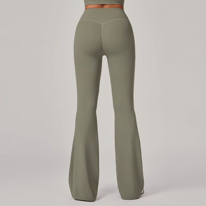 European And American Style Hidden Pleat Flared Yoga Pants For Women