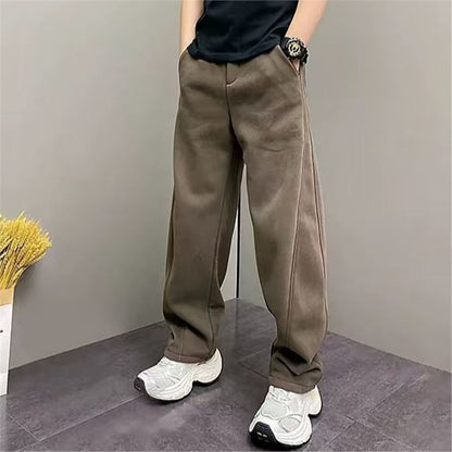 Men’s Fleece Lined Thickened Casual Straight Cut Pants