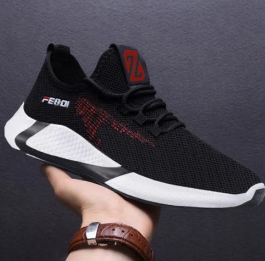 New Sports Shoes Men's Breathable Casual Mesh Shoes Comfort Increase Lace-up Non-slip Low-top Running Shoes
