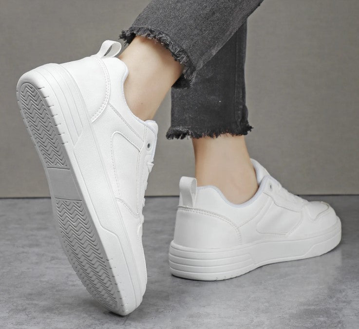 Couple’s Pure White Sneakers – Spring & Autumn Casual Shoes for Men and Women