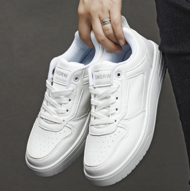 Couple’s Pure White Sneakers – Spring & Autumn Casual Shoes for Men and Women