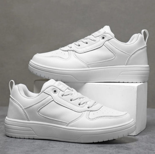 Couple’s Pure White Sneakers – Spring & Autumn Casual Shoes for Men and Women