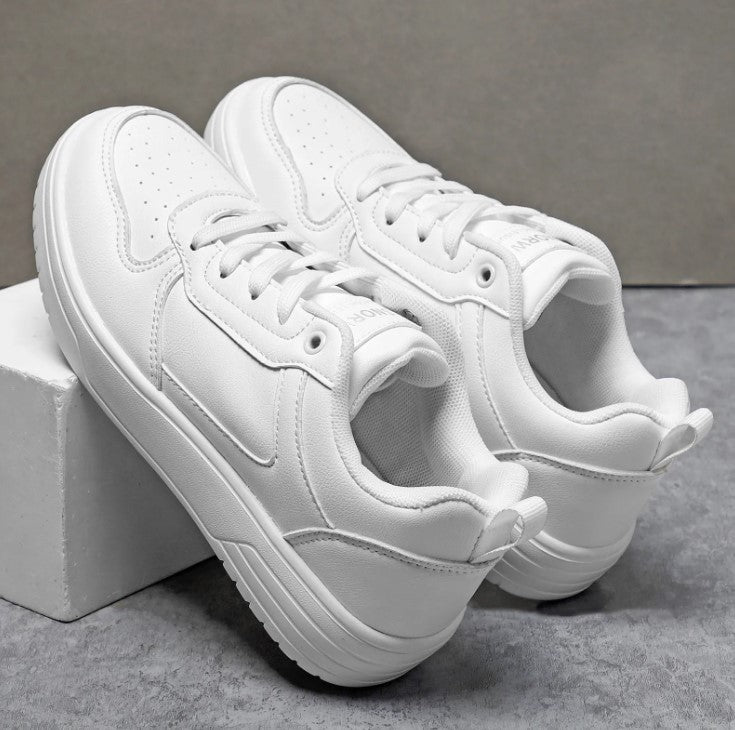 Couple’s Pure White Sneakers – Spring & Autumn Casual Shoes for Men and Women