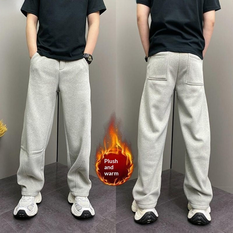 Men’s Fleece Lined Thickened Casual Straight Cut Pants