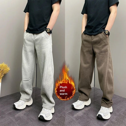 Men’s Fleece Lined Thickened Casual Straight Cut Pants
