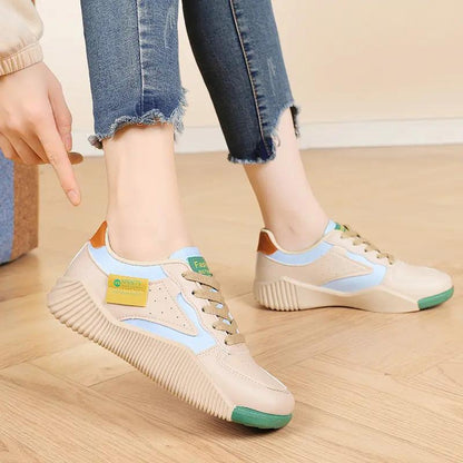 Soft-soled Genuine Leather Sneakers With Non-slip Soles For Running