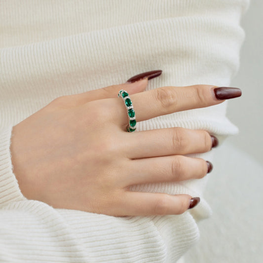 S925 Sterling Silver Ring Female Emerald