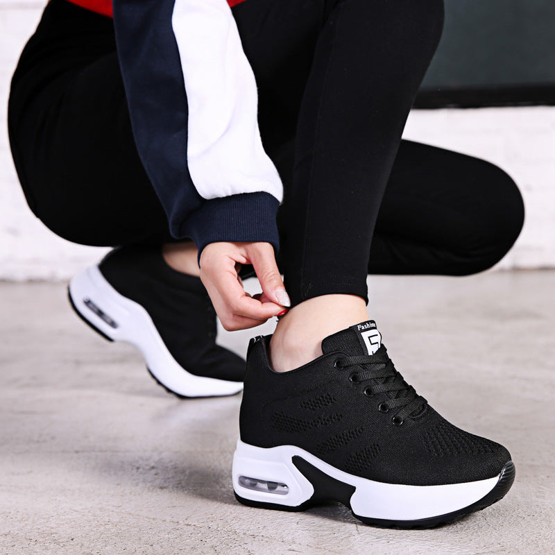 Soft Sole Mesh Breathable Height-increasing Sports Running Platform Casual Shoes