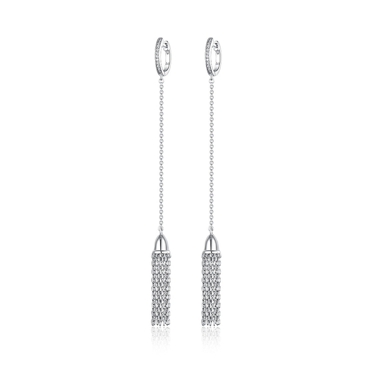 925 Sterling Silver Long Tassel Chain Earrings
