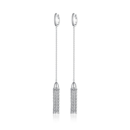 925 Sterling Silver Long Tassel Chain Earrings