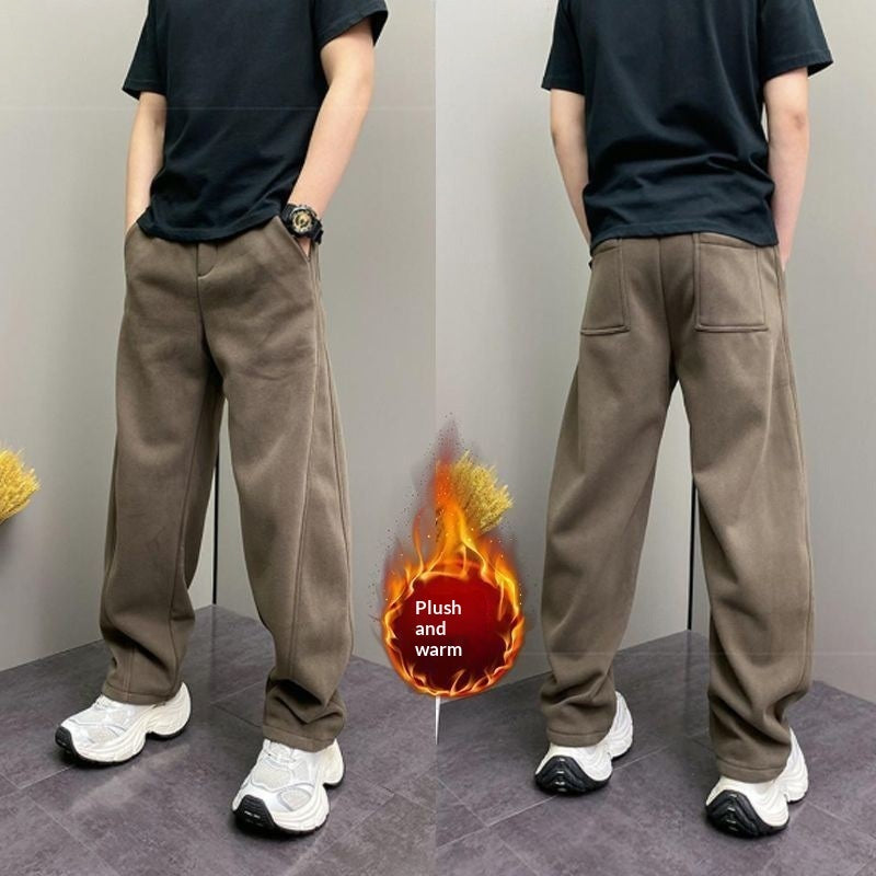 Men’s Fleece Lined Thickened Casual Straight Cut Pants
