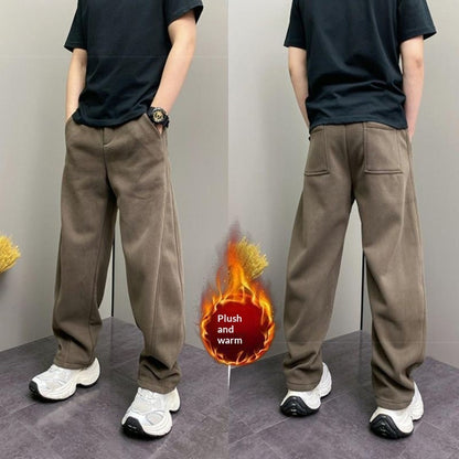 Men’s Fleece Lined Thickened Casual Straight Cut Pants
