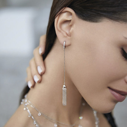 925 Sterling Silver Long Tassel Chain Earrings