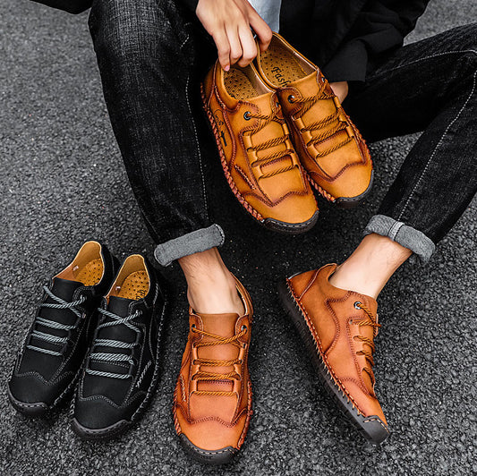 Men’s Leather Sports Sneakers – Outdoor Casual & Hiking Shoes