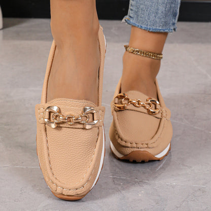 Women's Metal Chain Flat Slip-On Loafers