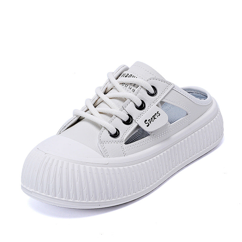 Slide-on Hollowed-out Breathable Thick-soled Half-slipper Sneakers