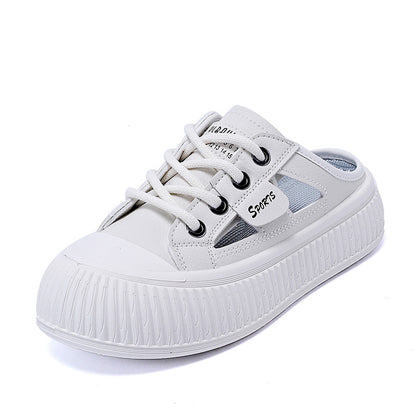 Slide-on Hollowed-out Breathable Thick-soled Half-slipper Sneakers