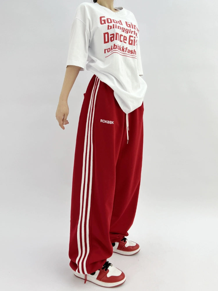 American-style Athletic Wide-leg Sweatpants For Women