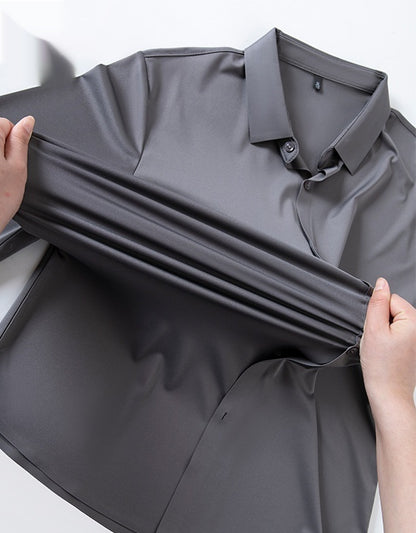 High-elasticity Mens Seamless Wrinkle-free Ice-silk Long-sleeve Shirt