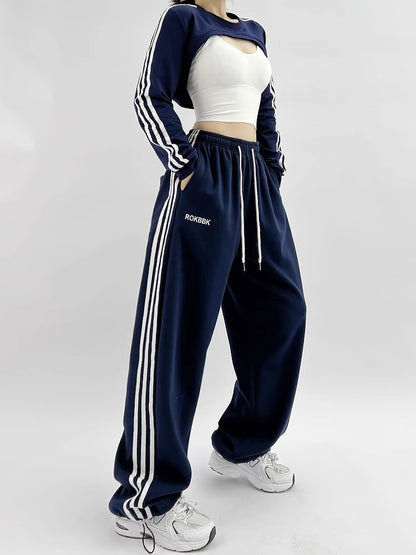 American-style Athletic Wide-leg Sweatpants For Women