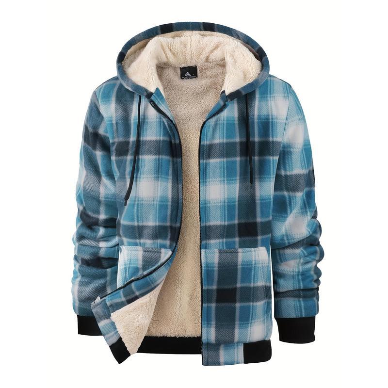 Men’s Wool Plaid Hooded Jacket for Outdoor Sportswear