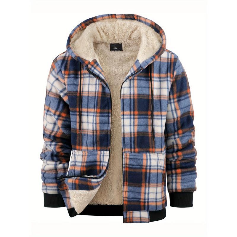 Men’s Wool Plaid Hooded Jacket for Outdoor Sportswear