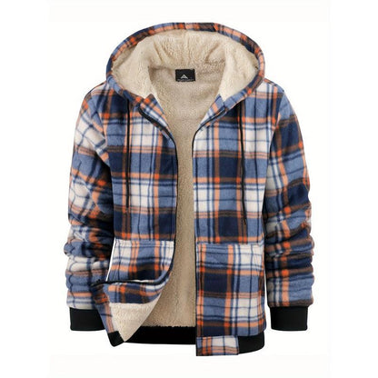 Men’s Wool Plaid Hooded Jacket for Outdoor Sportswear